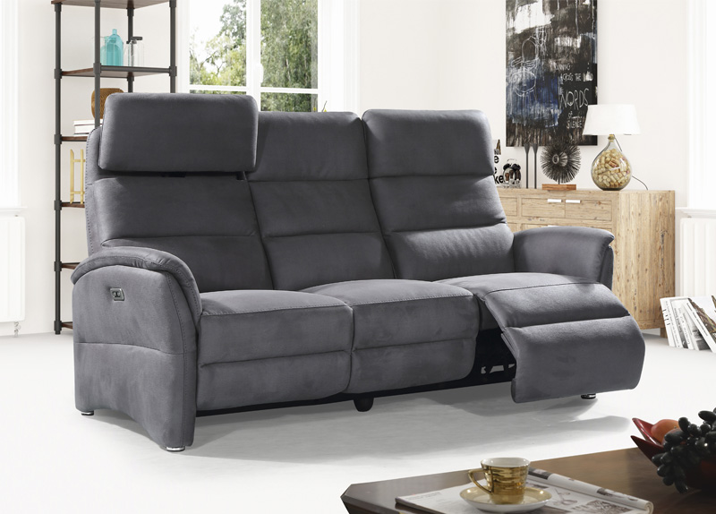 3 Seater Electric Recliner - Grey Fabric